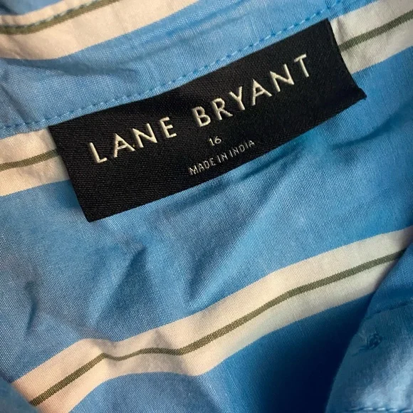 🎁Lane Bryant Kids Blue and White Striped Blouse - Picture 4 of 6